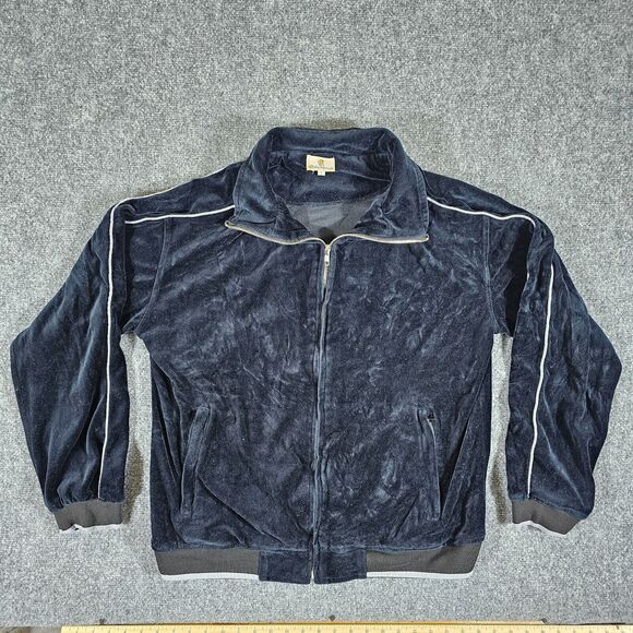Y2K Sweatsedo Velvet Full Zip Track Jacket Black Unisex‎ Size Large Cozy 90s - Picture 1 of 6